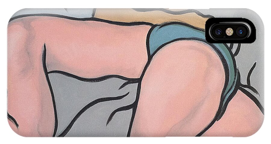 male Nude iPhone X Case featuring the painting Bedscape Two-Thirty AM by Stan Magnan