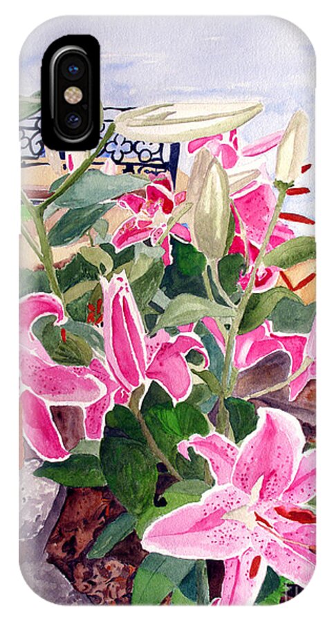 Lily iPhone X Case featuring the painting Bench on a Hill by Sandy McIntire