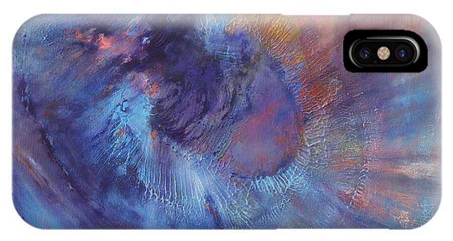 Abstract iPhone X Case featuring the painting Beyond by Valerie Travers
