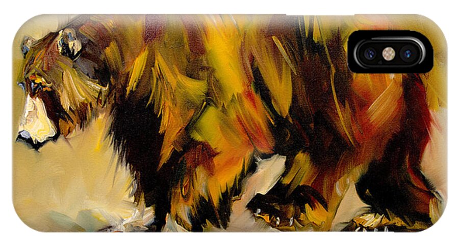 Bear Art iPhone X Case featuring the painting Big Bear Walking by Diane Whitehead