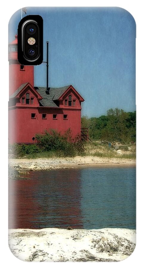 Michigan iPhone X Case featuring the photograph Big Red Holland Michigan Lighthouse by Michelle Calkins