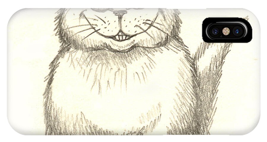 Cats iPhone X Case featuring the drawing Big Ron by Deborah Runham