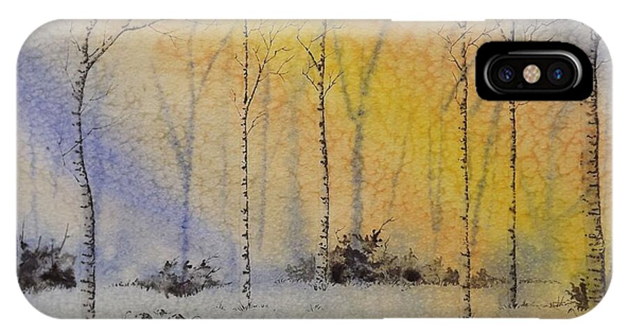 Birch Tree iPhone X Case featuring the painting Birch in Blue by Richard Faulkner