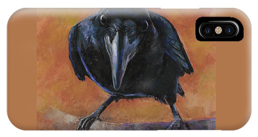Raven iPhone X Case featuring the painting Bird Watching by Billie Colson