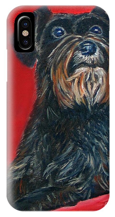 Art iPhone X Case featuring the painting Black Schnauzer Pet Portrait Prints by Shelia Kempf