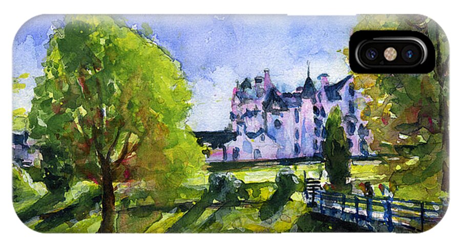 Blair Castle iPhone X Case featuring the painting Blair Castle Bridge Scotland by John D Benson