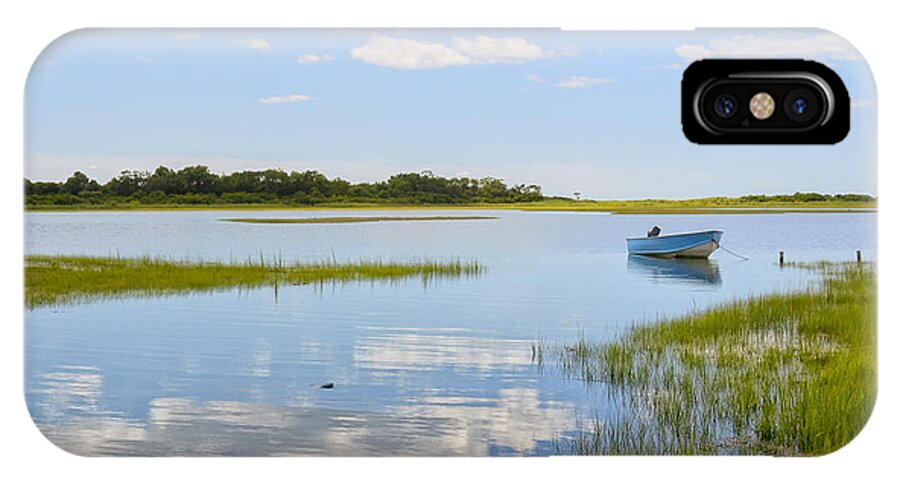 Boat iPhone X Case featuring the photograph Blue boat in the backwaters by Marianne Campolongo