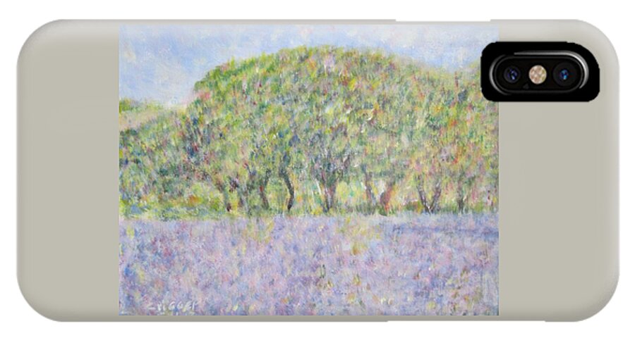 Impressionism iPhone X Case featuring the painting Blue Bonnets Field in Texas by Glenda Crigger