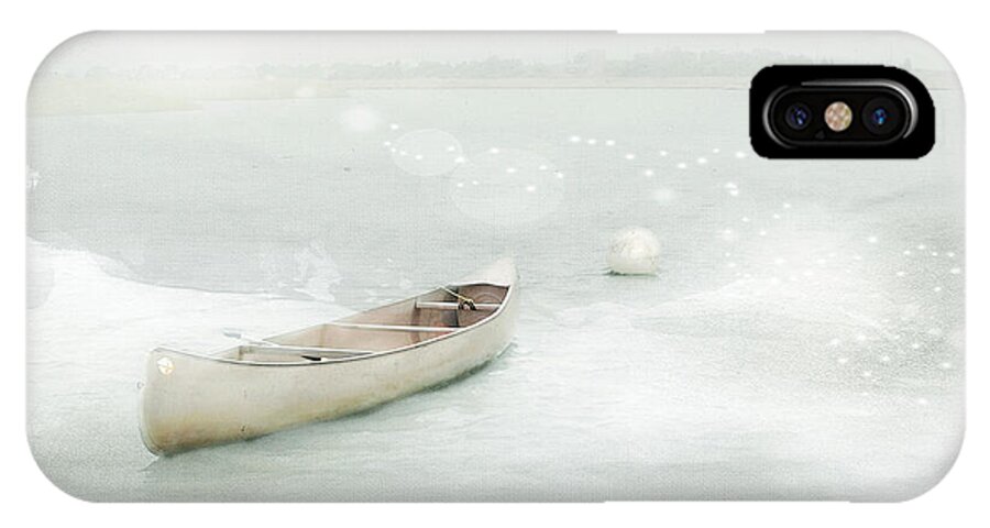 Canoe iPhone X Case featuring the photograph Blue Canoe by Karen Lynch