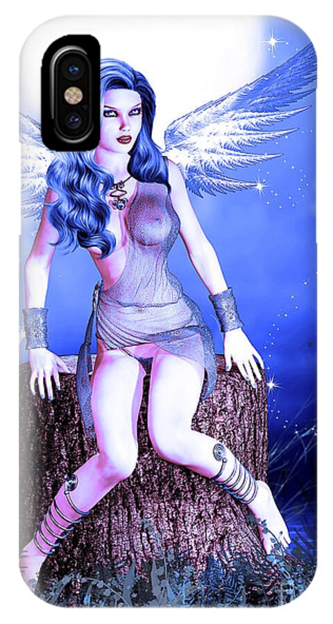 Pin-up iPhone X Case featuring the digital art Blue Fairy by Alicia Hollinger