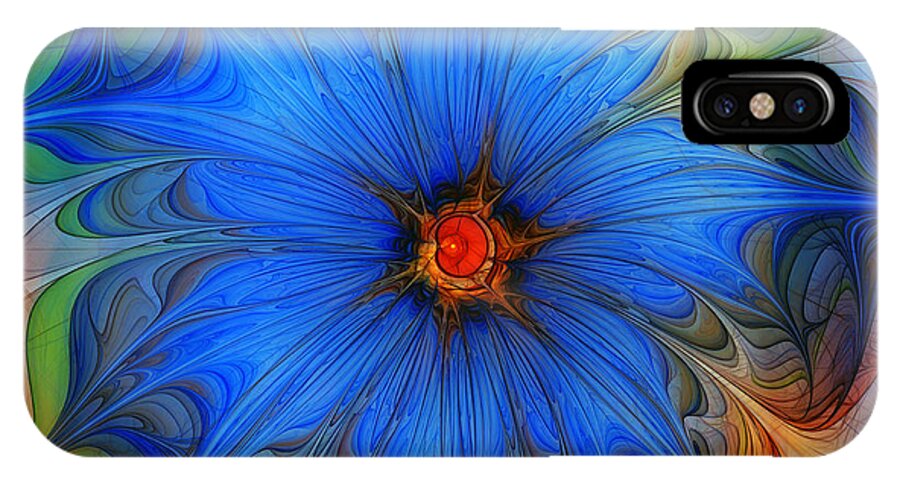 Abstract iPhone X Case featuring the digital art Blue Flower Dressed For Summer by Karin Kuhlmann