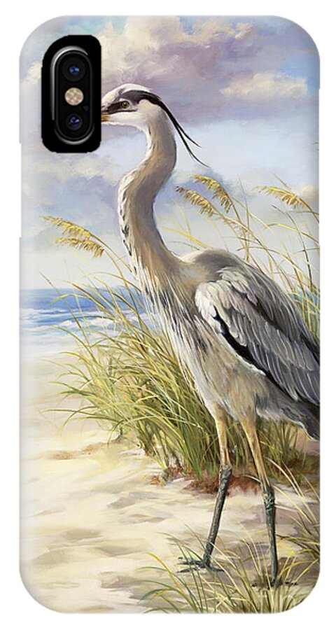 Blue Heron iPhone X Case featuring the painting Blue Heron by Laurie Snow Hein