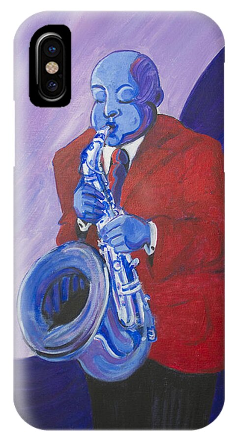 Dwayne Glapion iPhone X Case featuring the painting Blue Note by Dwayne Glapion
