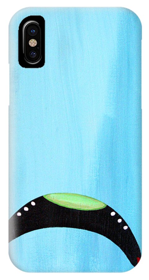 Ufo iPhone X Case featuring the painting Blue Raspberry UFO by John Ashton Golden