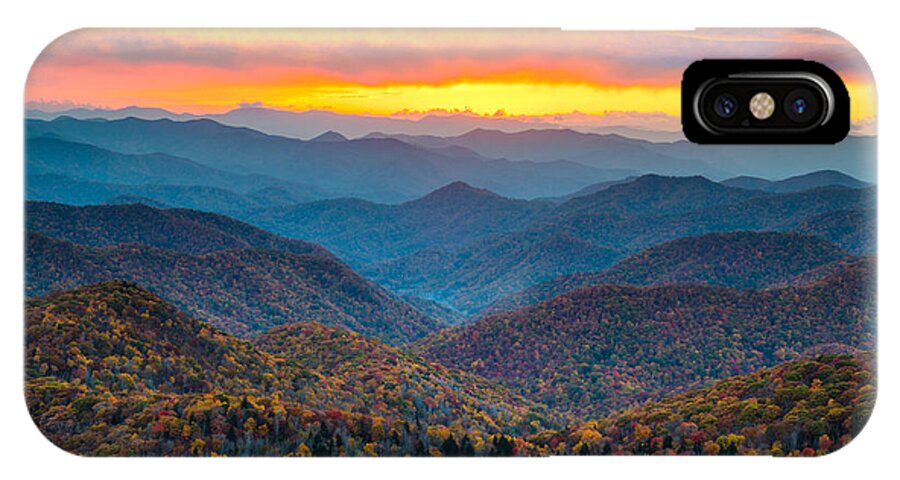 Blue Ridge Parkway iPhone X Case featuring the photograph Blue Ridge Parkway Fall Sunset Landscape - Autumn Glory by Dave Allen