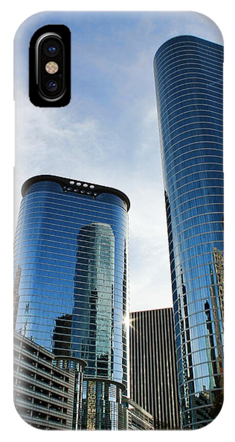 Houston iPhone X Case featuring the photograph Blue Skyscrapers by Judy Vincent