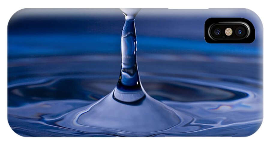 Water Splash iPhone X Case featuring the photograph Blue Water Drop by Anthony Sacco