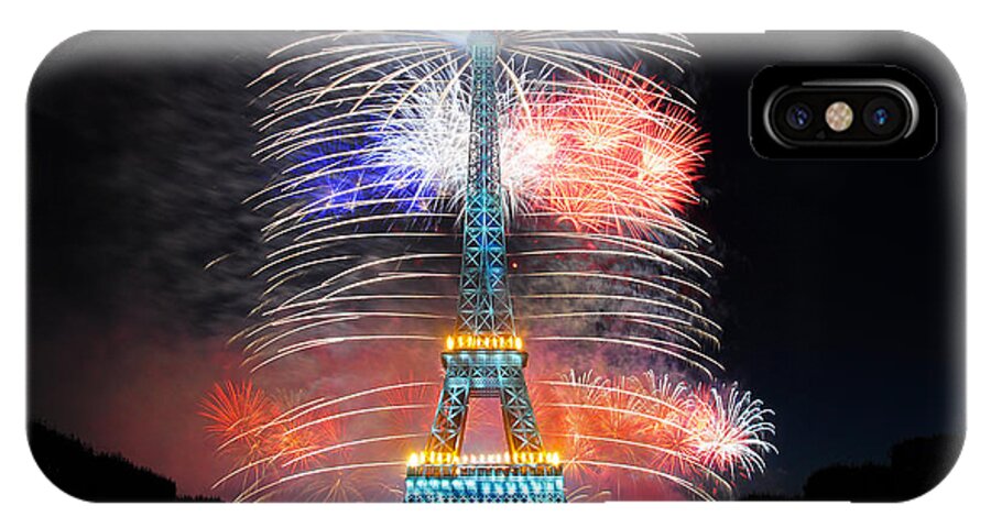 Bastille Day iPhone X Case featuring the photograph Blue White Red Fireworks by Joel Thai