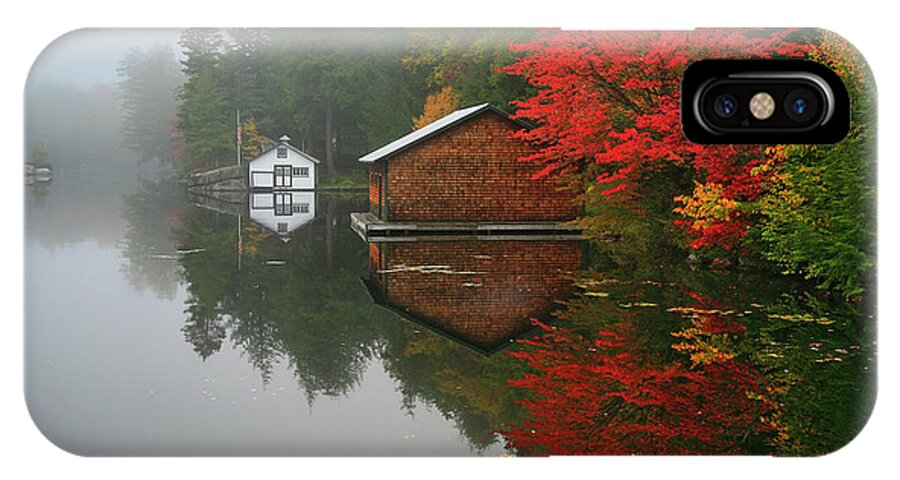 Nobody iPhone X Case featuring the photograph Boathouse On The Fulton Chain Lakes by Johnathan Ampersand Esper