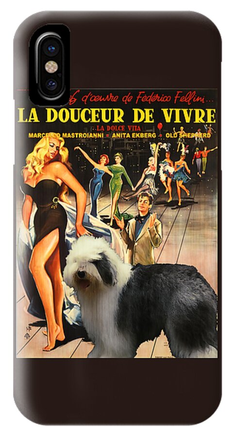 Oes iPhone X Case featuring the painting Bobtail - Old English Sheepdog Art Canvas Print - La Dolce Vita Movie Poster by Sandra Sij