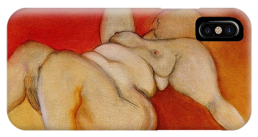 Bbw iPhone X Case featuring the painting Body of a Woman by Carolyn Weltman