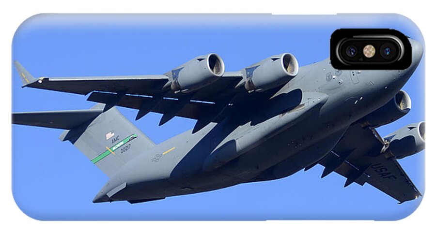 Airplane iPhone X Case featuring the photograph Boeing C-17A Globemaster 3 Phoenix Sky Harbor January 5 2015 by Brian Lockett