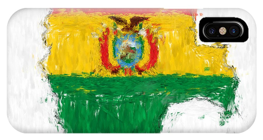 Bolivia iPhone X Case featuring the painting Bolivia Painted Flag Map by Antony McAulay