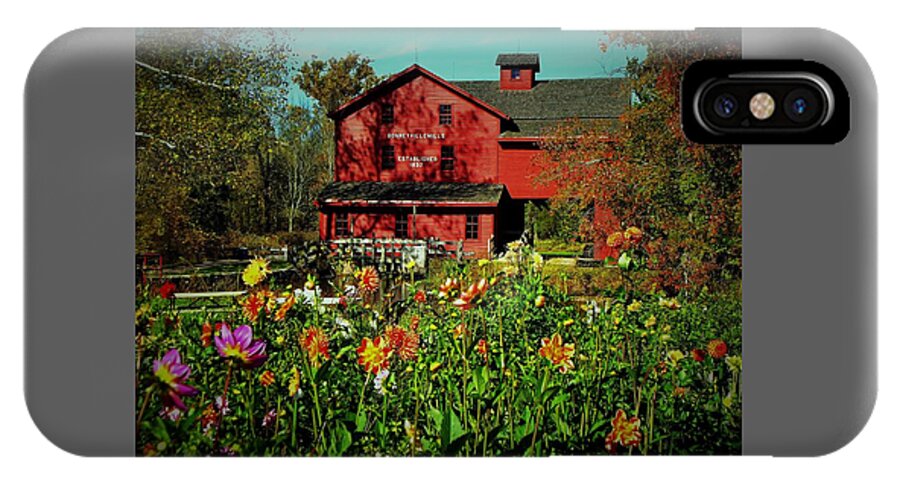 Mill iPhone X Case featuring the photograph Bonneyville Grist Mill From Dahlia Garden by Rory Cubel