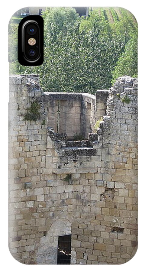 Vineyard iPhone X Case featuring the photograph Bordeaux castle ruins with vineyard by HEVi FineArt