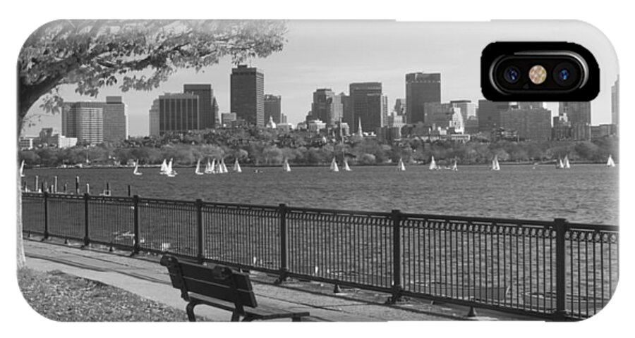 Boston iPhone X Case featuring the photograph Boston Charles River black and white by John Burk