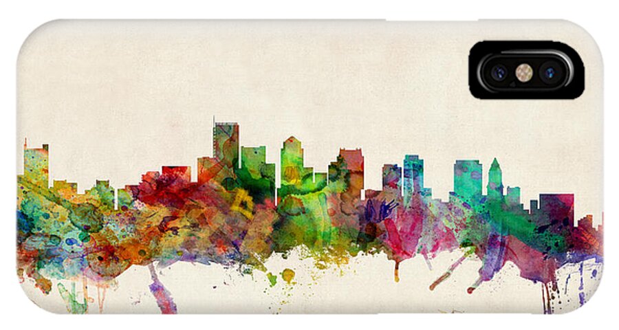 #faatoppicks iPhone X Case featuring the digital art Boston Skyline by Michael Tompsett