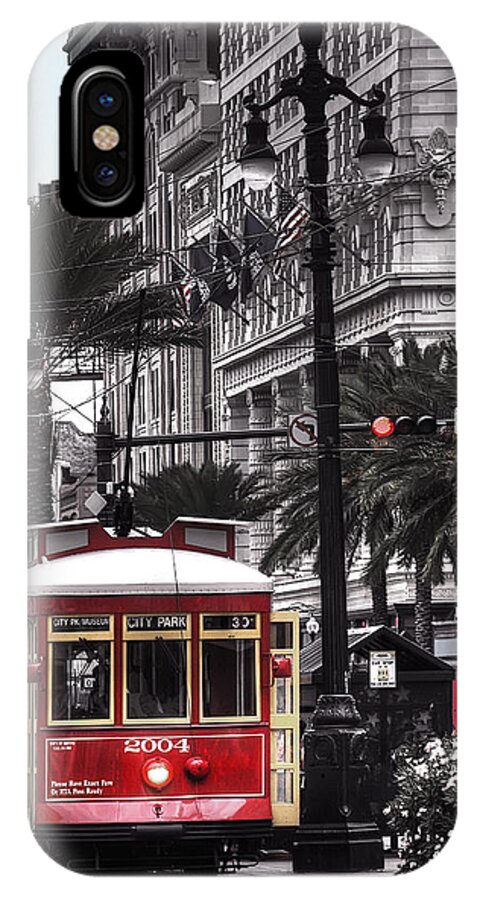 Bourbon Street iPhone X Case featuring the photograph Bourbon and Canal Trolley Cropped by Tammy Wetzel