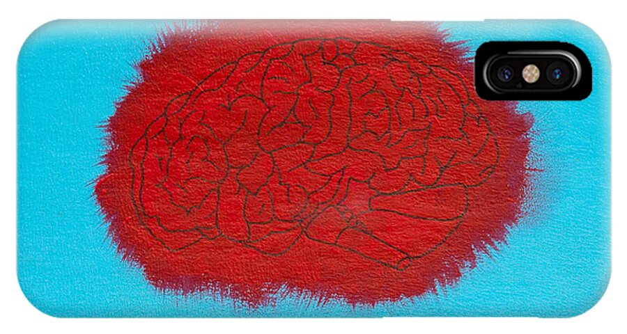  iPhone X Case featuring the painting Brain red by Stefanie Forck