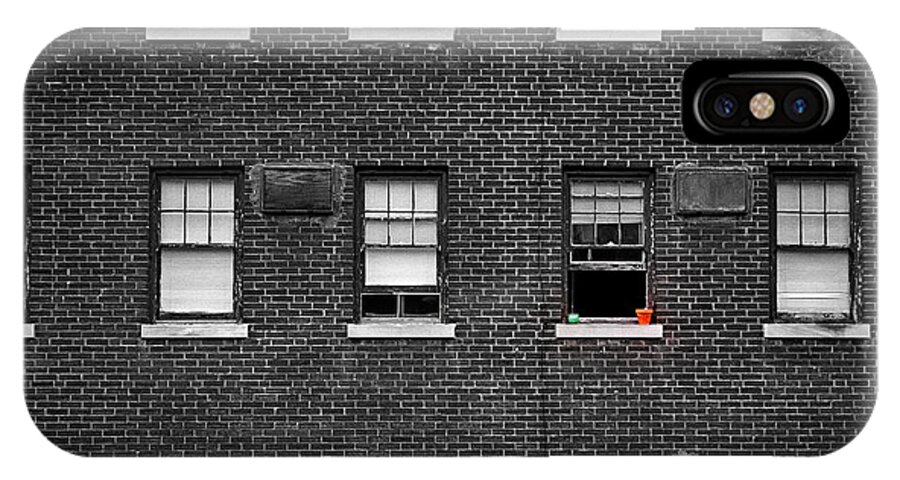 Architecture iPhone X Case featuring the photograph Brick Wall and Windows by Jim Shackett