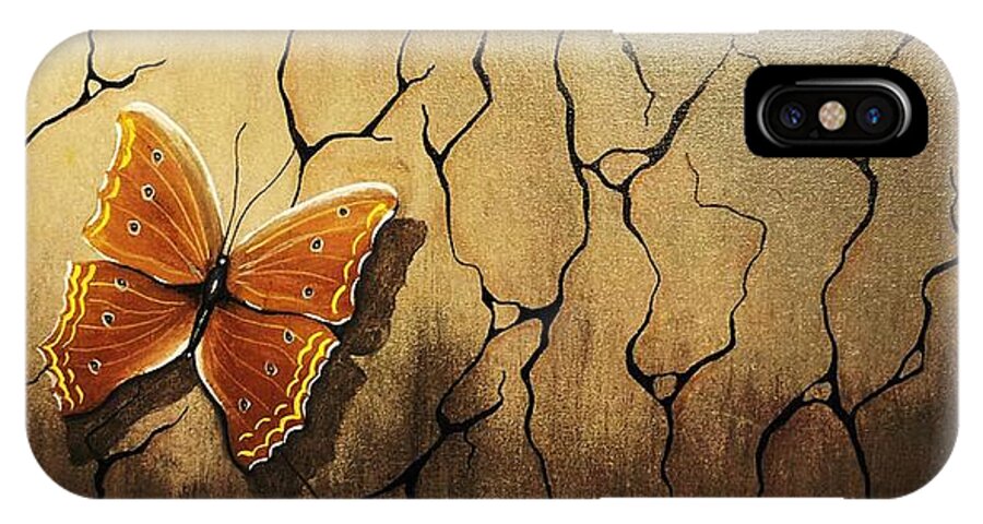 Butterfly iPhone X Case featuring the painting Brown Butterfly by Edwin Alverio