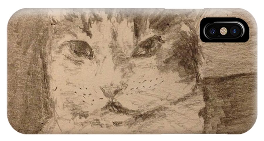 Cat Feline Kitten Bubba iPhone X Case featuring the painting Bubba by Stan Tenney