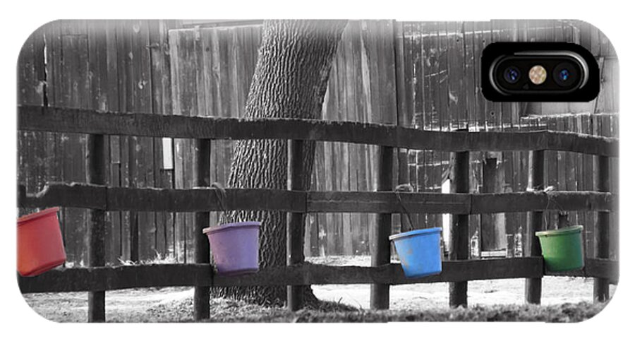 Fence Full Of Buckets iPhone X Case featuring the photograph Buckets by Tracy Winter