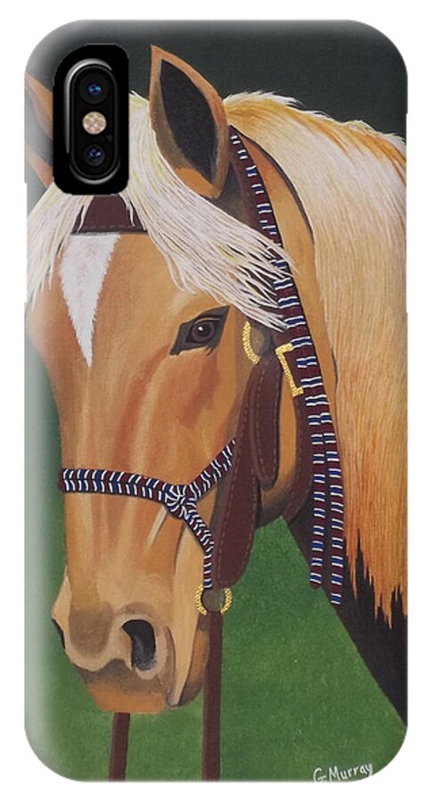 Acrylic Painting iPhone X Case featuring the painting Buckskin Horse by Gregory Murray