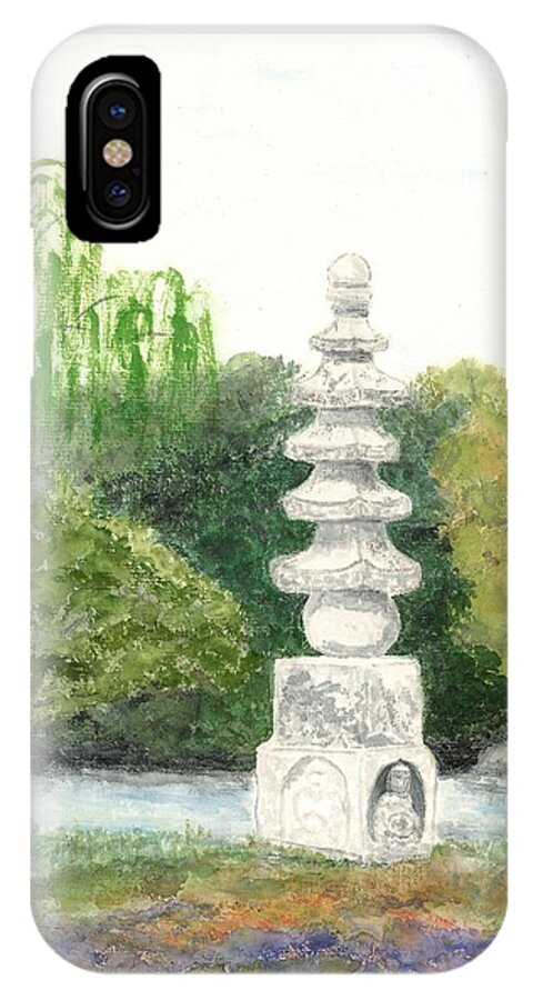 Landscape iPhone X Case featuring the painting Buddha Monument by Terri Harris