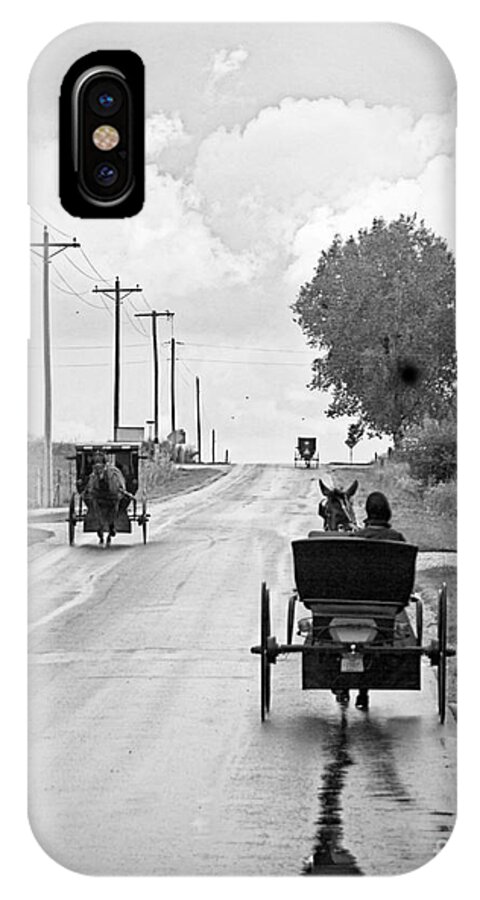 Amish iPhone X Case featuring the photograph Buggy Rush Hour by Diane Enright