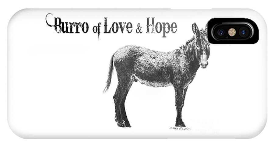 Graphite iPhone X Case featuring the digital art Burro of Love and Hope by Marianne NANA Betts