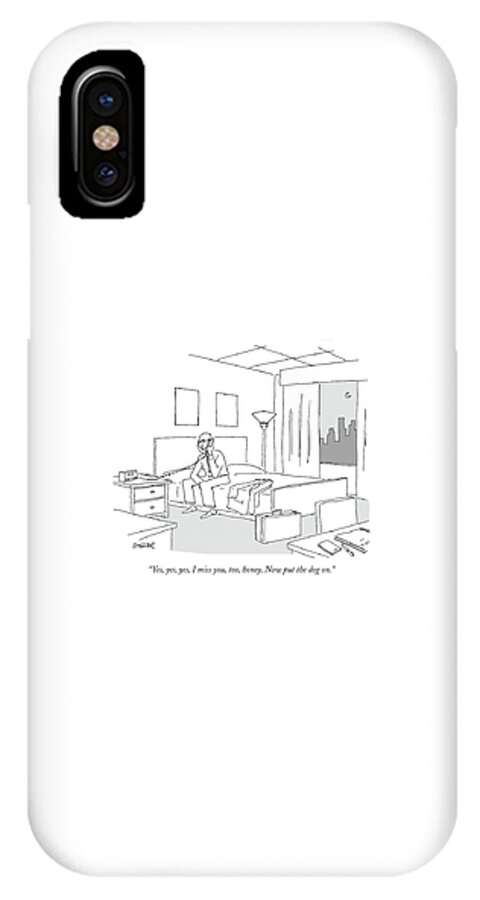 Businessman Sitting On A Bed In Hotel Room iPhone X Case