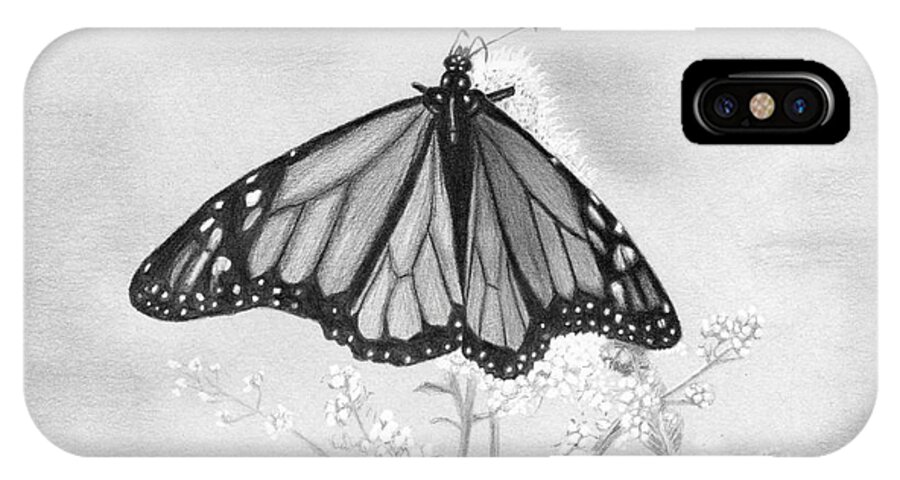 Denise iPhone X Case featuring the drawing Butterfly by Denise Deiloh