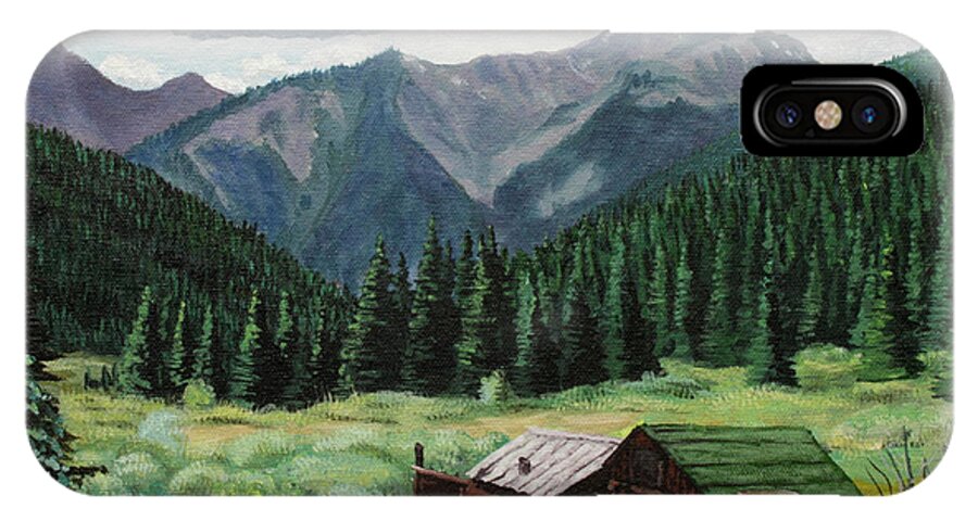 Mountain iPhone X Case featuring the painting Cabin With A View by Timithy L Gordon