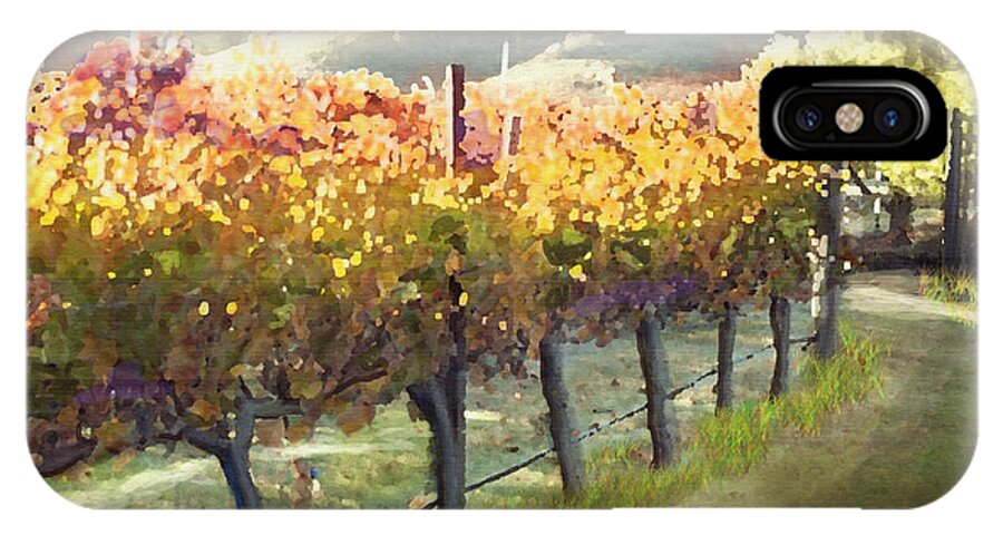 Corde Valle San Martin Ca iPhone X Case featuring the painting California Vineyard Series Morning in the Vineyard by Artist and Photographer Laura Wrede