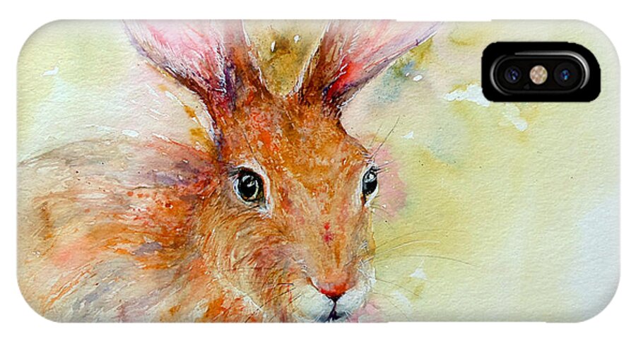 Hare iPhone X Case featuring the painting Camouflage Brown Hare by Arti Chauhan