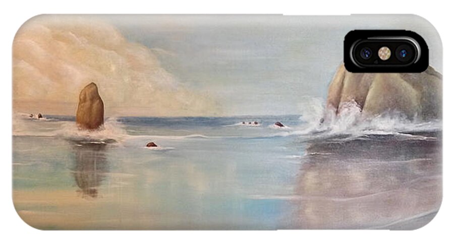 Seascape iPhone X Case featuring the painting Cannon Beach Oregon by Susan L Sistrunk