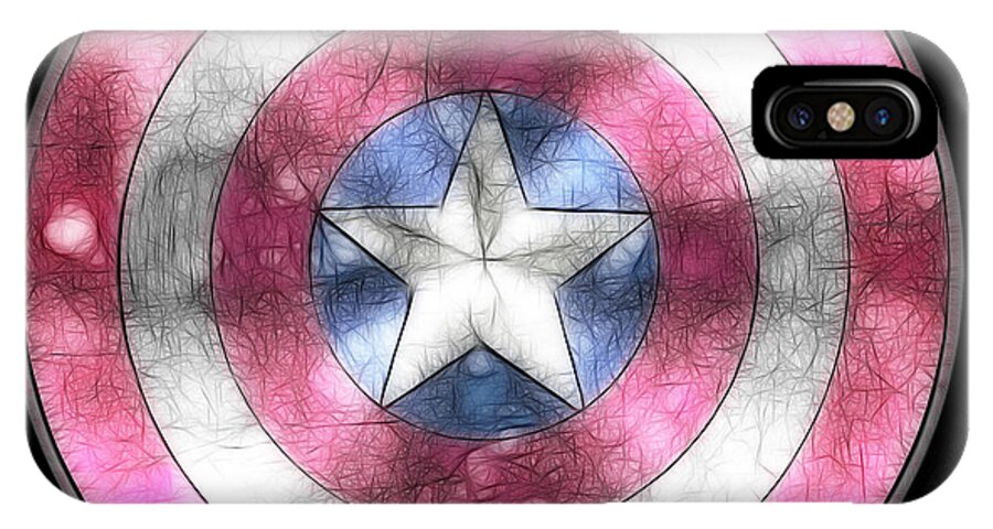 Captain America Digital iPhone X Case featuring the painting Captain America Shield digital painting by Georgeta Blanaru