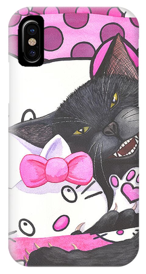 Wicked Kitty iPhone X Case featuring the painting Cat Nap by Catherine G McElroy