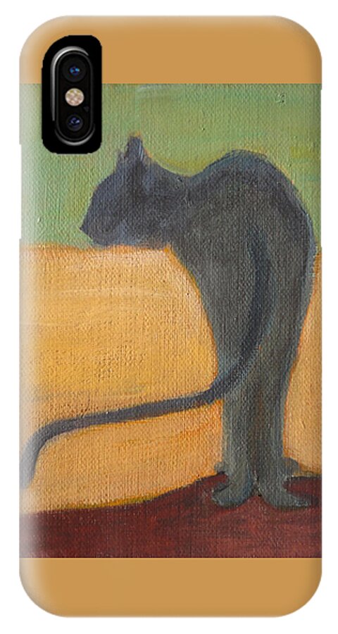 Cat iPhone X Case featuring the painting Cat Pause by Jude Lobe